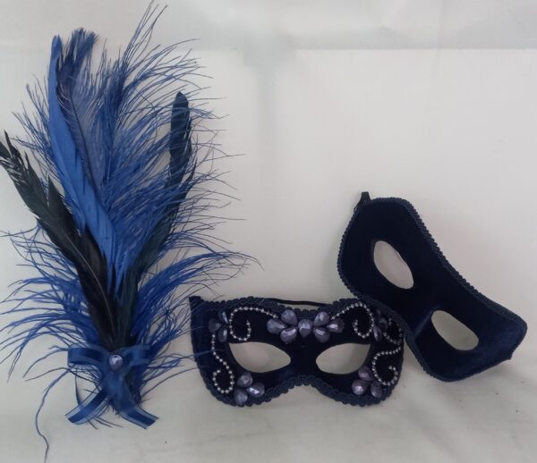 MASCARA CASAL AZUL LUXO FESTA - Imagem 5