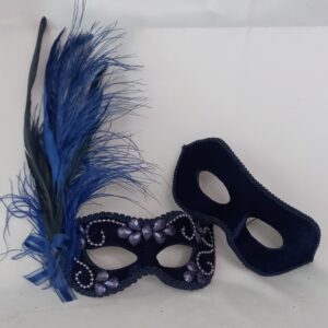 MASCARA CASAL AZUL LUXO FESTA
