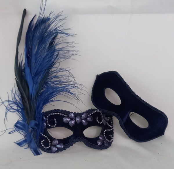 MASCARA CASAL AZUL LUXO FESTA