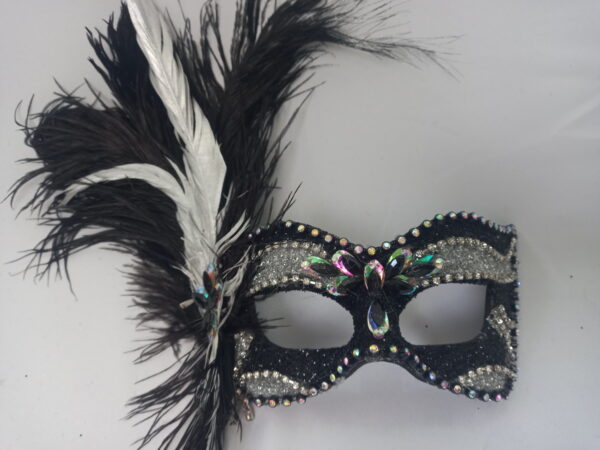 Máscara CATs feminina luxo festa preta prata - Imagem 4