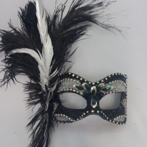 Máscara CATs feminina luxo festa preta prata