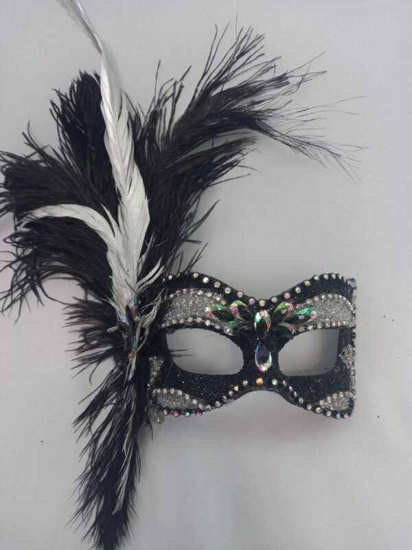 Máscara CATs feminina luxo festa preta prata