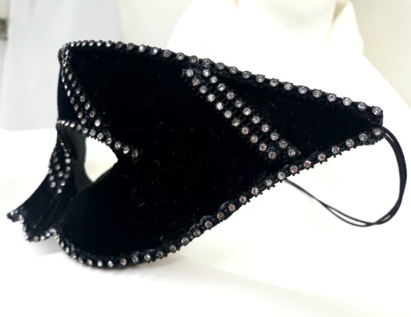 Mascara Luxo Festa Baile Carnaval Kato veludo preto e strass - Imagem 4