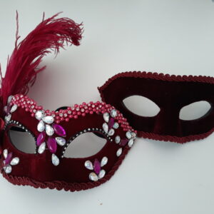 Máscaras Casal Colom marsala Luxo Festa Baile Pluma