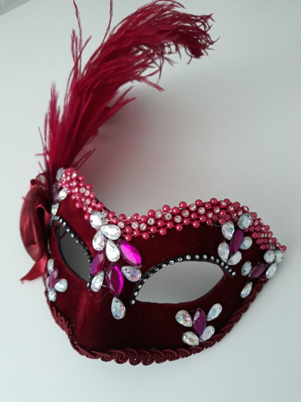Máscaras Casal Colom marsala Luxo Festa Baile Pluma - Imagem 5