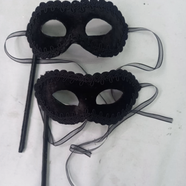 2 Máscaras Colombina Black Haste Destacável Luxo