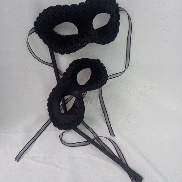 2 Máscaras Colombina Black Haste Destacável Luxo - Imagem 3