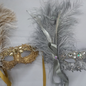 Dupla Colombina haste e plumas destacáveis strass prata e do