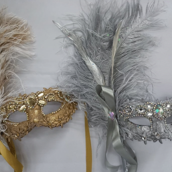 Dupla Colombina haste e plumas destacáveis strass prata e do