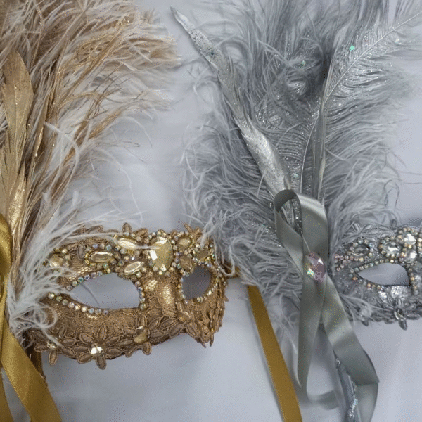 Dupla Colombina haste e plumas destacáveis strass prata e do - Imagem 2