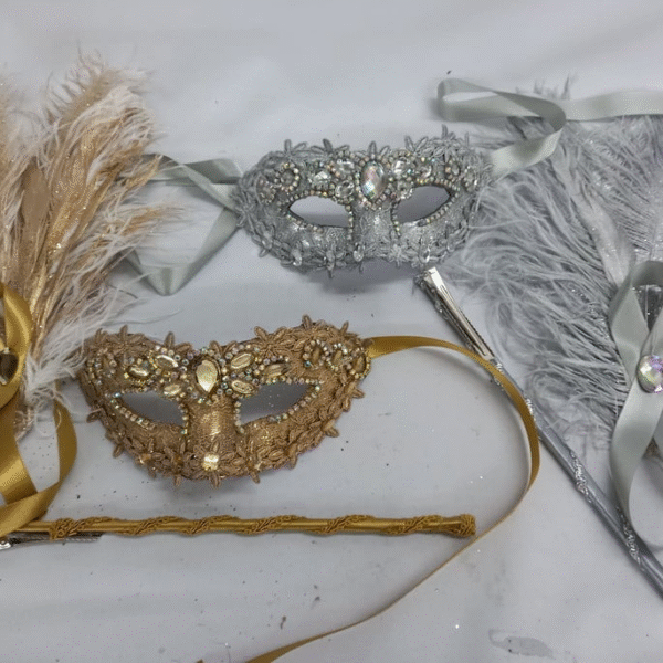 Dupla Colombina haste e plumas destacáveis strass prata e do - Imagem 3