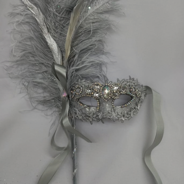 Dupla Colombina haste e plumas destacáveis strass prata e do - Imagem 4