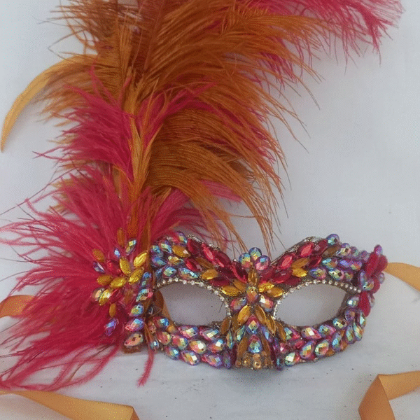 Mascara Colombina Vermelha Dourada Luxo Festa