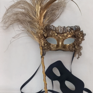 Mascara Romeu e Colombina Veneza Haste Plumas Festa