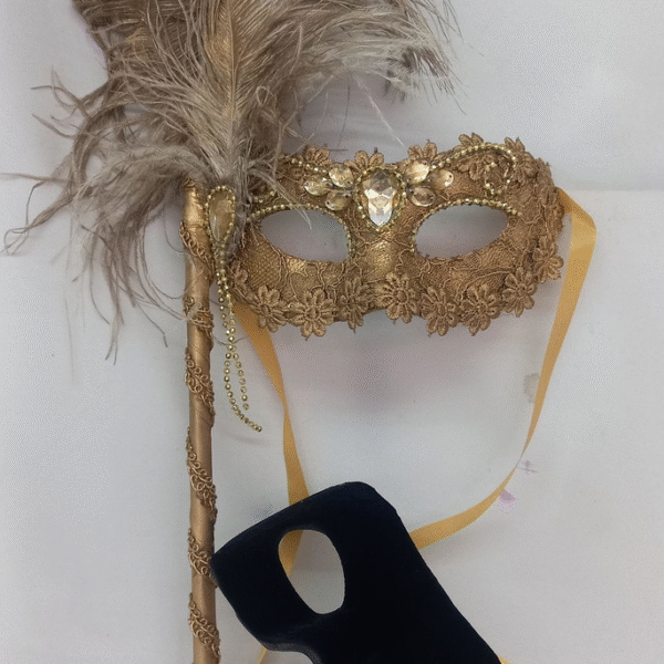 Kit Casal Colombina Haste Dou e Romeu Preto Veludo Festa Lux
