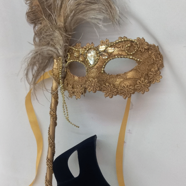 Kit Casal Colombina Haste Dou e Romeu Preto Veludo Festa Lux - Imagem 2
