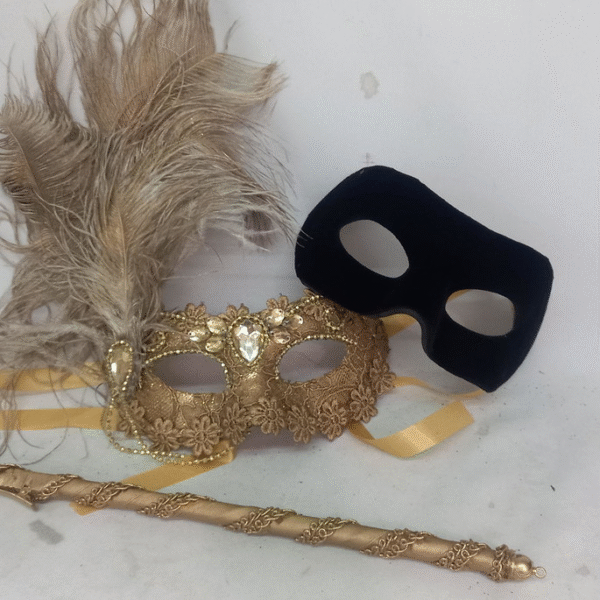 Kit Casal Colombina Haste Dou e Romeu Preto Veludo Festa Lux - Imagem 4