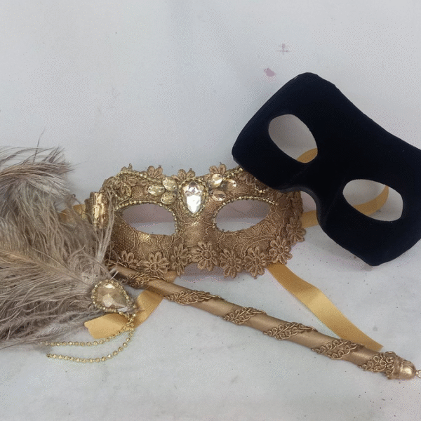 Kit Casal Colombina Haste Dou e Romeu Preto Veludo Festa Lux - Imagem 5