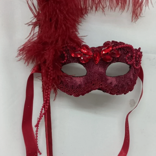 Mascara Colombina Marsala Luxo Festa Haste e Arranjo Destacá