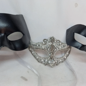 Kit 3 Mascaras Luxo Festa Prata Rendada e Pretas Masculinas