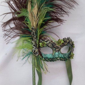 Mascara Colombina Verde Haste Plumas Luxo Festa