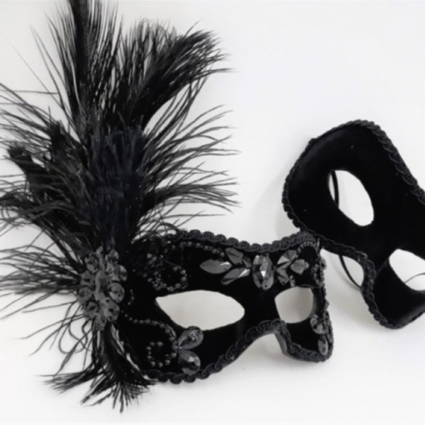 Máscaras Casal Romeu e Julieta Black Festa Luxo - Imagem 3