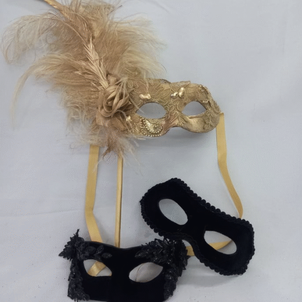 Kit Familia Máscaras De Festa Colombina Haste Dou/ E Casal - Imagem 3
