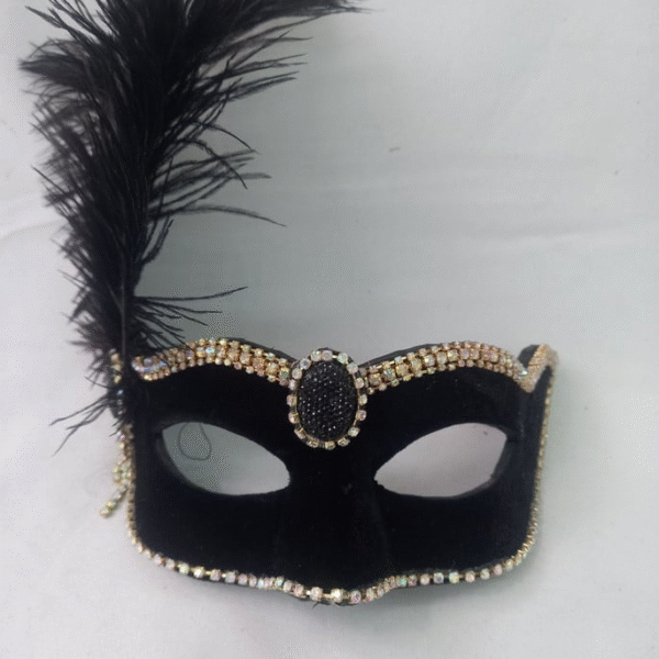 Mascara Bela Preta Dourada Luxo Festa
