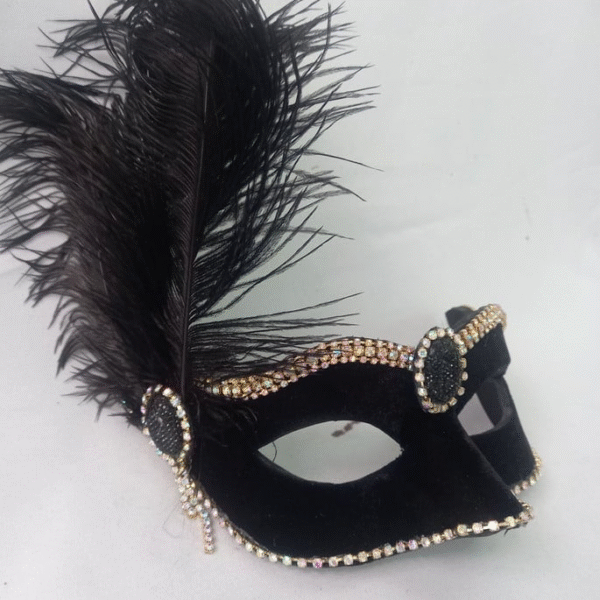 Mascara Bela Preta Dourada Luxo Festa - Imagem 2