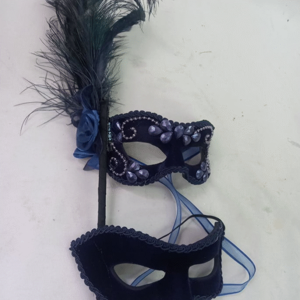Mascara Casal Amantes Azul Marinho Luxo Festa - Imagem 2