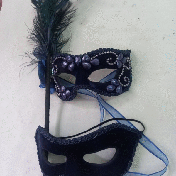 Mascara Casal Amantes Azul Marinho Luxo Festa - Imagem 3