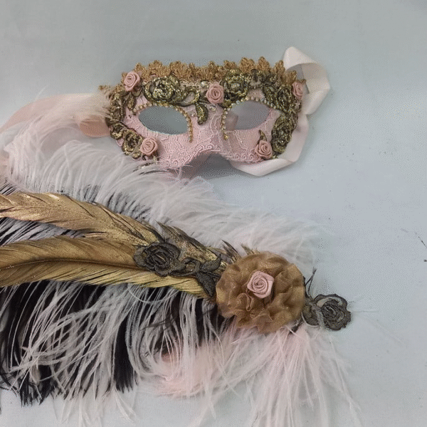 Mascara Colombina Rosa Renda Luxo - Imagem 3