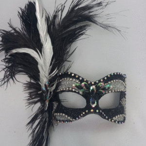 Máscara Fly Feminina Luxo Festa Preta Prata