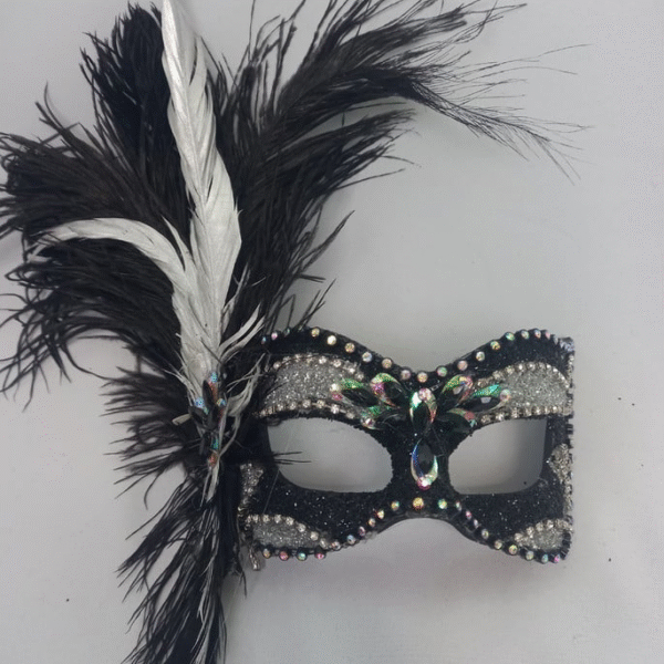 Máscara Fly Feminina Luxo Festa Preta Prata