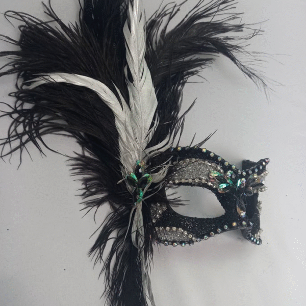 Máscara Fly Feminina Luxo Festa Preta Prata - Imagem 2