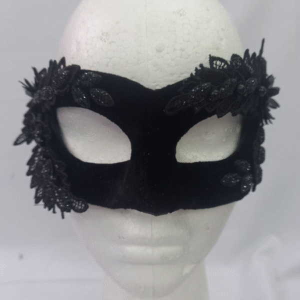 Máscara Folha Negra Veneziana Festa Luxo - Imagem 3