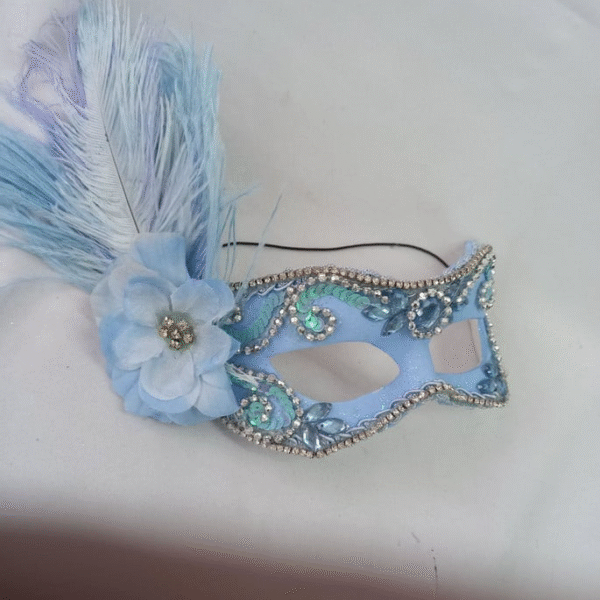 Mascara Julieta Azul Bebe Prata Luxo Festa - Imagem 2