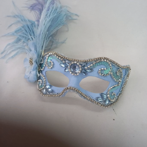 Mascara Julieta Azul Bebe Prata Luxo Festa - Imagem 3