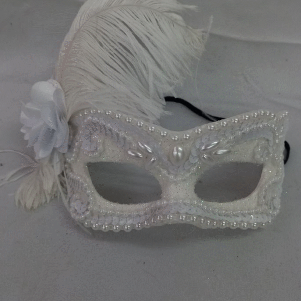 Máscara Julieta Branca Luxo Festa Noiva
