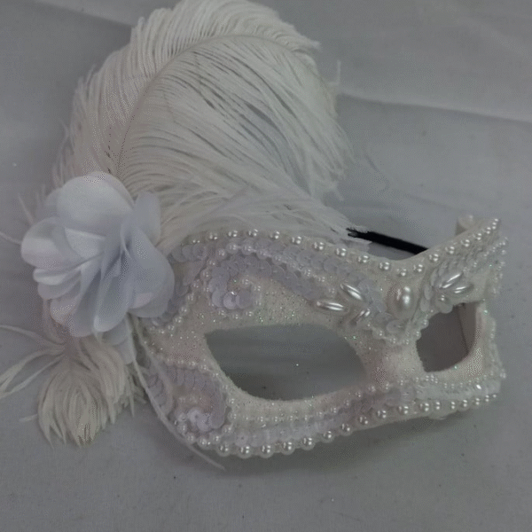 Máscara Julieta Branca Luxo Festa Noiva - Imagem 2