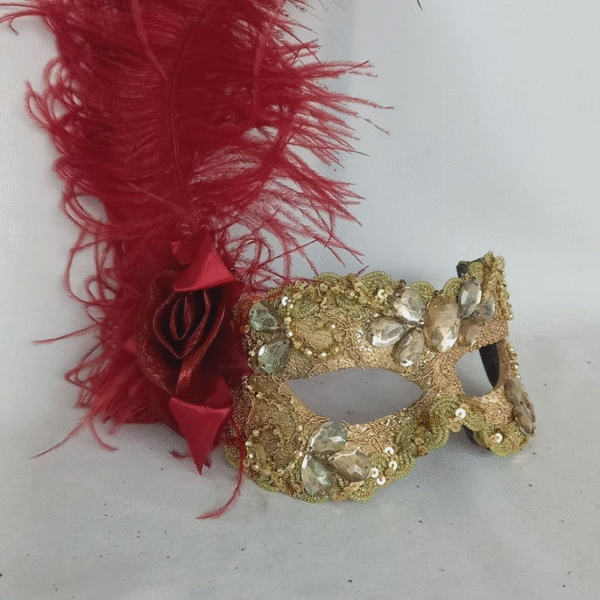 Mascara Julieta Dourada Plumas Marsala - Imagem 3