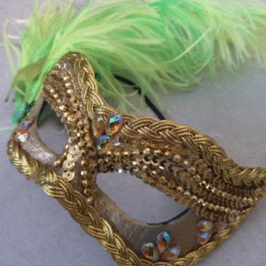 MÁSCARA JULIETA DOURADA VERDE LUXO FESTA