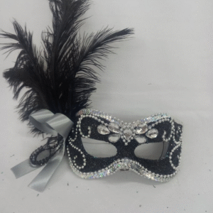 Mascara Julieta Preta Prata Luxo Festa