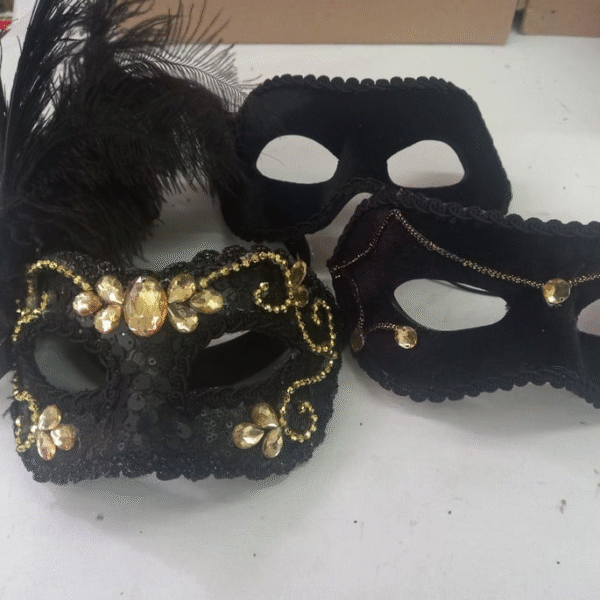 Máscaras 1 Colombina 2 Romeu Preto Dou Luxo Festa - Imagem 5