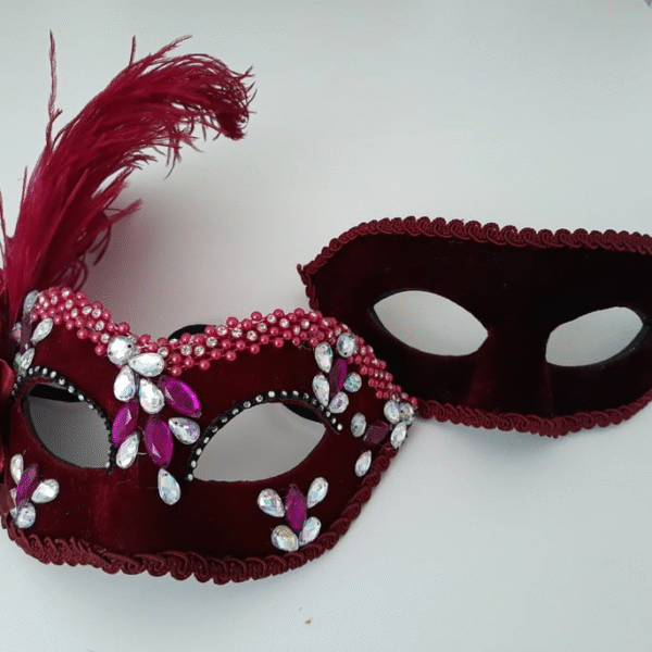 Máscaras Casal Colom Marsala Luxo Festa Baile Pluma