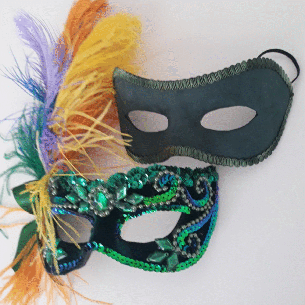Máscaras Casal Julieta E Romeu verde Luxo Festa - Imagem 2