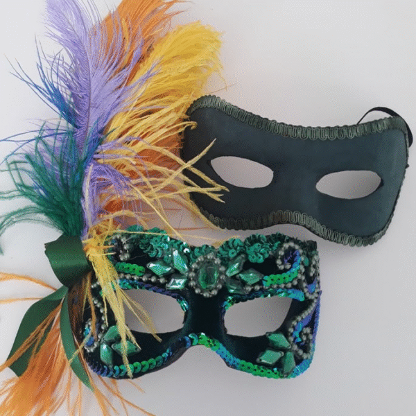 Máscaras Casal Julieta E Romeu verde Luxo Festa - Imagem 3