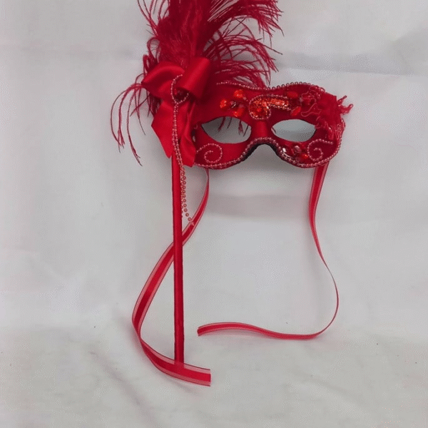 Mascaras Casal Romeu Black e Julieta Vermelha com Haste - Imagem 2