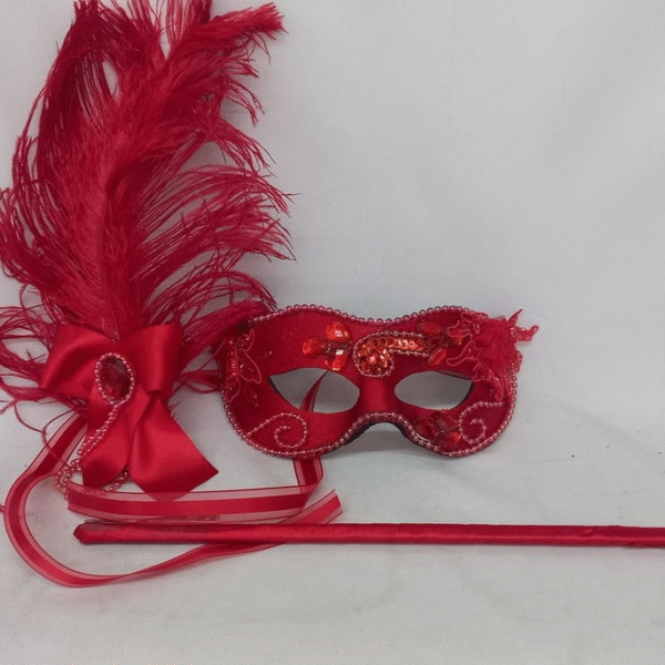 Mascaras Casal Romeu Black e Julieta Vermelha com Haste - Imagem 5