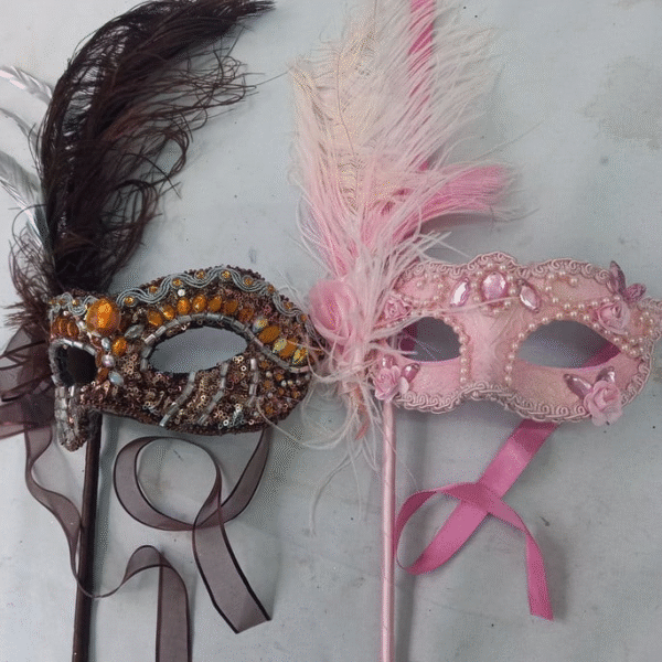 Máscaras com haste luxo festa - Imagem 2